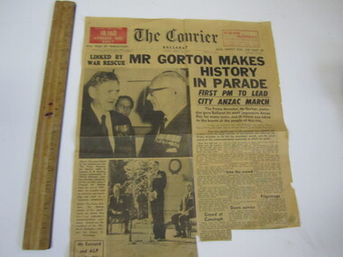 Newspaper cutting - "The Courier Ballarat Friday, April 26, 1968