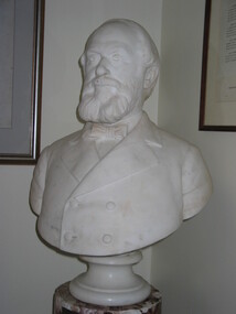 Marble bust on pedestal, W Taylor JP. The late executive coroner, 1934