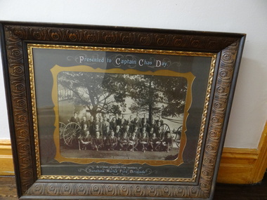 Framed Black and White Photograph, Sunshine Works Fire Brigade