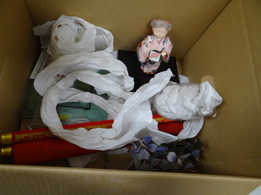 Box of Japanese style craft and figures