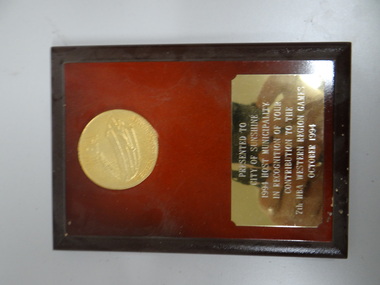 Plaque, HBA Wetsern Region Games, 1994
