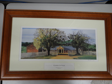 Reproduction of a painting, Cooma Cottage by Kim Nelson