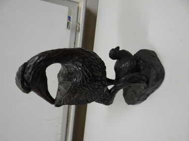 Wooden Sculpture, Mother Duck and Her Chick
