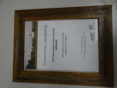 Framed Award Certificate, Community Leadership