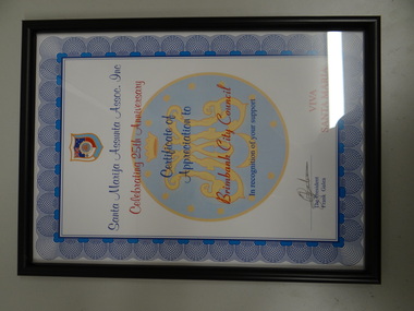 Framed Certificate, Santa Maria Assunta