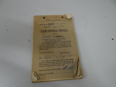 Electoral Roll - Essendon Subdivision 1950, Certfied Roll, 1950