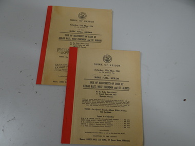 Land Sale Booklet x 2 (2 copies of the same booklet), Sale of allotments of land at Keilor East, West Essendon and St Albans 1954