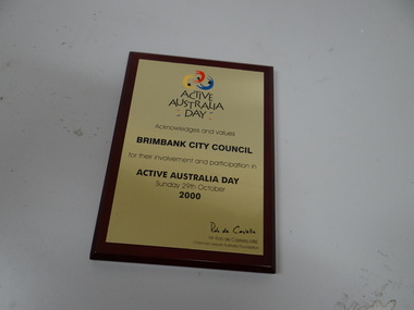 Wooden Plaque, Active Australia Day 2000, 2000