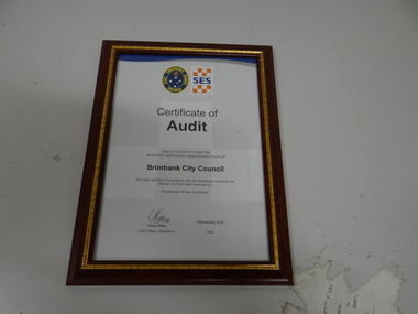 Framed Audit Certificate, SES, 2014