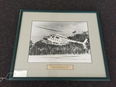 Photograph, framed, Bell 206 aircraft served as the "Angel of Mercy", operated by PAS (Peninsula Ambulance Service) from 1970 to 1982
