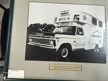 Photograph, framed, The first purpose-built Mobile Intensive Care Ambulance (MICA), based at Royal Melbourne Hospital - 1972
