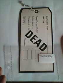 Tag, mass casualty event, Circa 1980