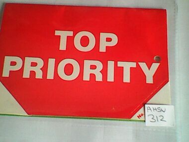 Tag, victim treatment priority, mass casualty event, Circa 1980