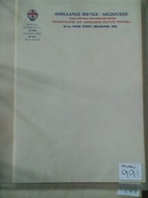 Letterhead Paper, Ambulance Service Victoria, Pre 1987