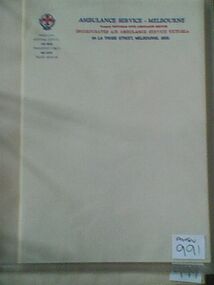 Letterhead Paper, Ambulance Service Victoria, Pre 1987
