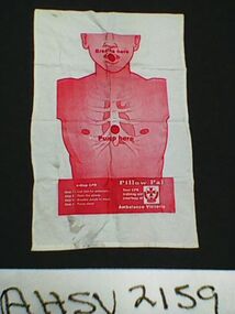 Pillow slip, cardio pulmonary resuscitation (CPR) training and and promotional item, Circa 2010