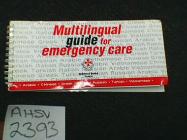 Book, Multilingual guide for emergency care, Circa 2000