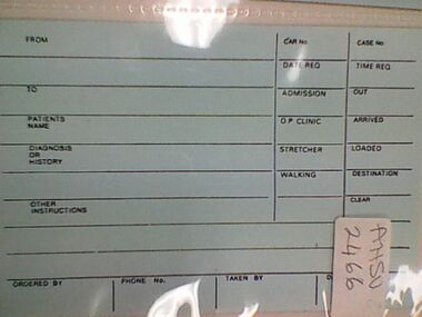 Card, Control Room, Ambulance Service, unknown