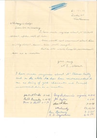 Letter, N E Stewart, Inquiries about Joining Members, 6/12/1952