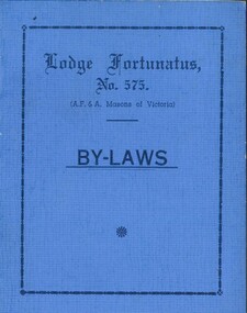 Book, By-Laws for Lodge Fortunatus, No. 575
