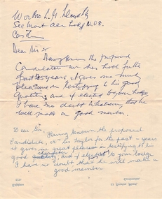 Letter, Proposition of candidate Les Taylor