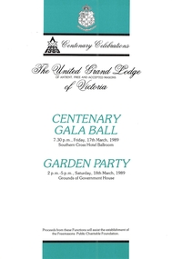 Invitation, Centenary Gala Ball