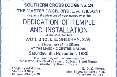 Invitation, Dedication of Temple 1980