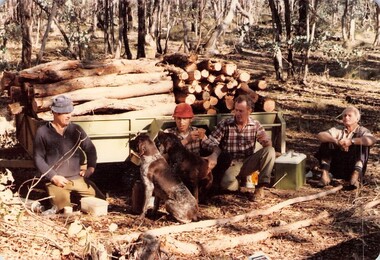 Photograph, Cutting wood to raise funds
