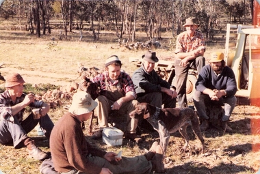 Photograph, Cutting wood to raise funds