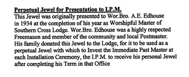 Document, Information on Perpetual Jewel - A E Edhouse