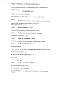 Programme - Programme, concert, Maldon Brass Band Inc, Maldon Carols by Candlelight 2016, 2016