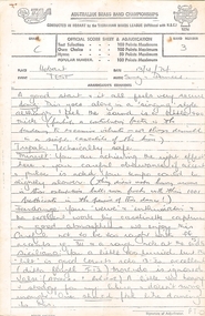 Document, 1974 Australian Band Contest Hobart - Thompsons Foundry Band