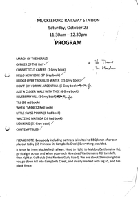 Document, Setlist Muckleford Railway Station 23/10/2010