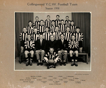 Fooball Team Photograph, 1958 Collingwood YCW Football Team