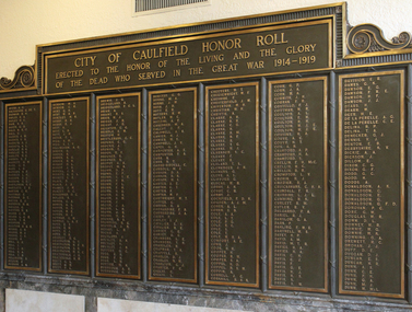 Monument - Honour Roll, City of Caulfield Great War Honor Roll, 1930-31