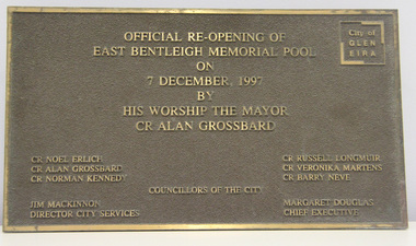 Plaque, commemorative, c. 1997