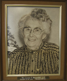 Photograph - Portrait, Framed, "Mrs. Gladys E. Machin O.B.E. J.P. Founder of the Club, President 1953-1974", 1953-1974