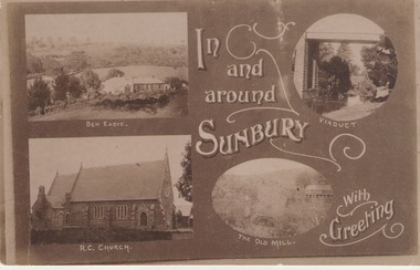 Postcard, In and around Sunbury with Greeting