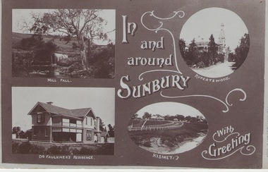 Postcard, In and around Sunbury with Greeting, c1912