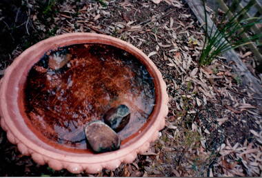 Photograph, Garden improvements - Birdbath, 1994