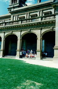 A group of children standing outside Werribee Mansion.