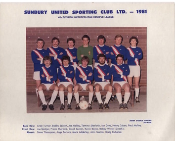 Photograph, Astra Studios, Sunbury United Sporting Club Ltd. 1981, 1981