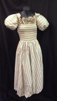 Striped dress with shirring top.