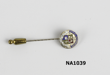 Small circular badge on stick 'City Of Nunawading' in blue and Coat of Arms in centre