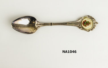 Silver coated teaspoon with 'City of Nunawading' and Coat of Arms on top of handle (in box)