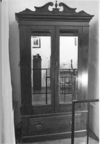 Large wooden wardrobe with two mirrored doors 