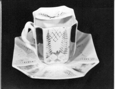 Octagonal shaped cup and saucer. 