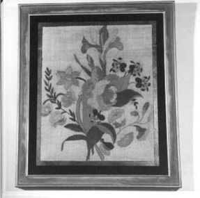 Embroidered picture of bunch of flowers,