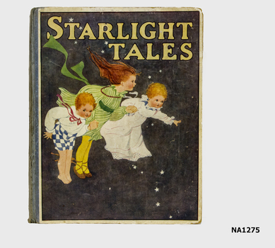 Hard cover book depicting three children and stars