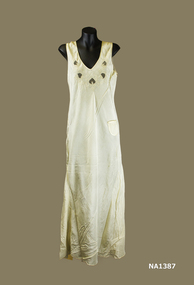 Cream silk Nightdress - straight cut with bias near hem to allow Nightdress to flair. 